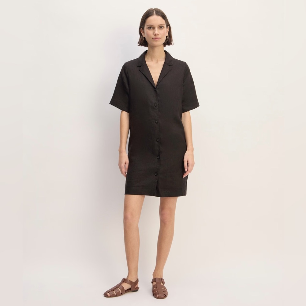 EVERLANE: The Shirtdress in Linen. SIZE M | BLACK. NEW WITH TAGS - SOLD OUT!